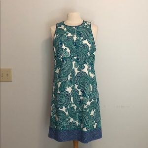 Ann Taylor, green and blue paisley, shift dress